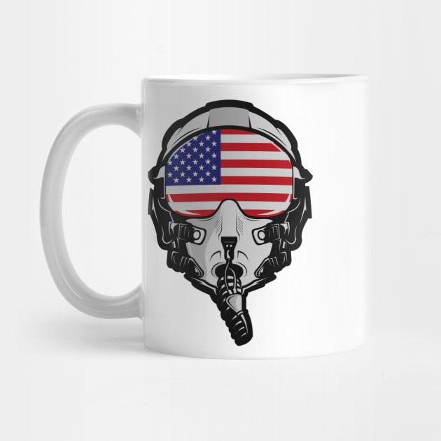 Fighter Pilot Helmet US Flag by Mandra